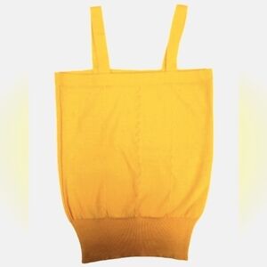 Vintage yellow square neck sleeveless knit top size XS